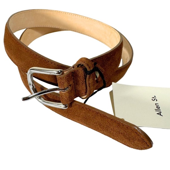 Allen St. Suede Unisex/Men Leather Belt in Brown – Made in France – Size 100 - Picture 1 of 14
